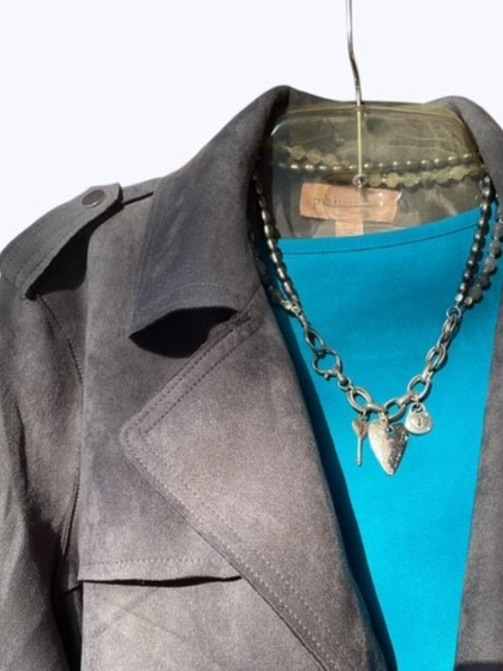 Philosophy Moto Jacket Women’s Charcoal Grey Faux Leather Micro-Suede XLarge